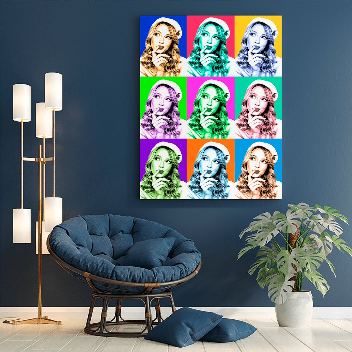 Portret Pop Art - druk na płótnie, spersonalizowany prezent dla niej - Adamell.pl