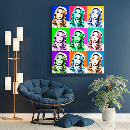 Portret Pop Art - druk na płótnie, spersonalizowany prezent dla niej - Adamell.pl