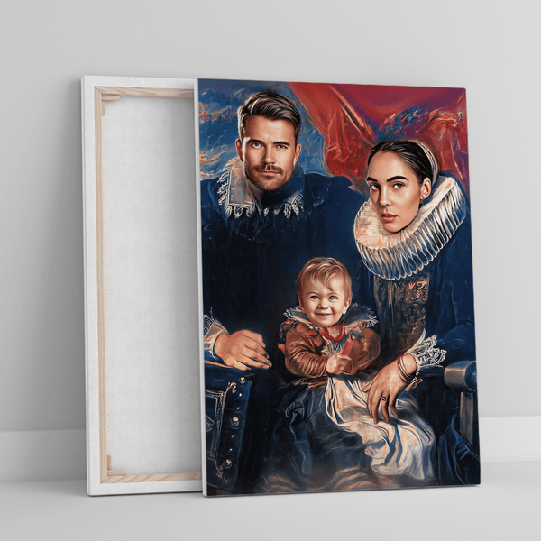 Portret rodziny królewskiej - druk na płótnie, spersonalizowany prezent dla rodziców - Adamell.pl