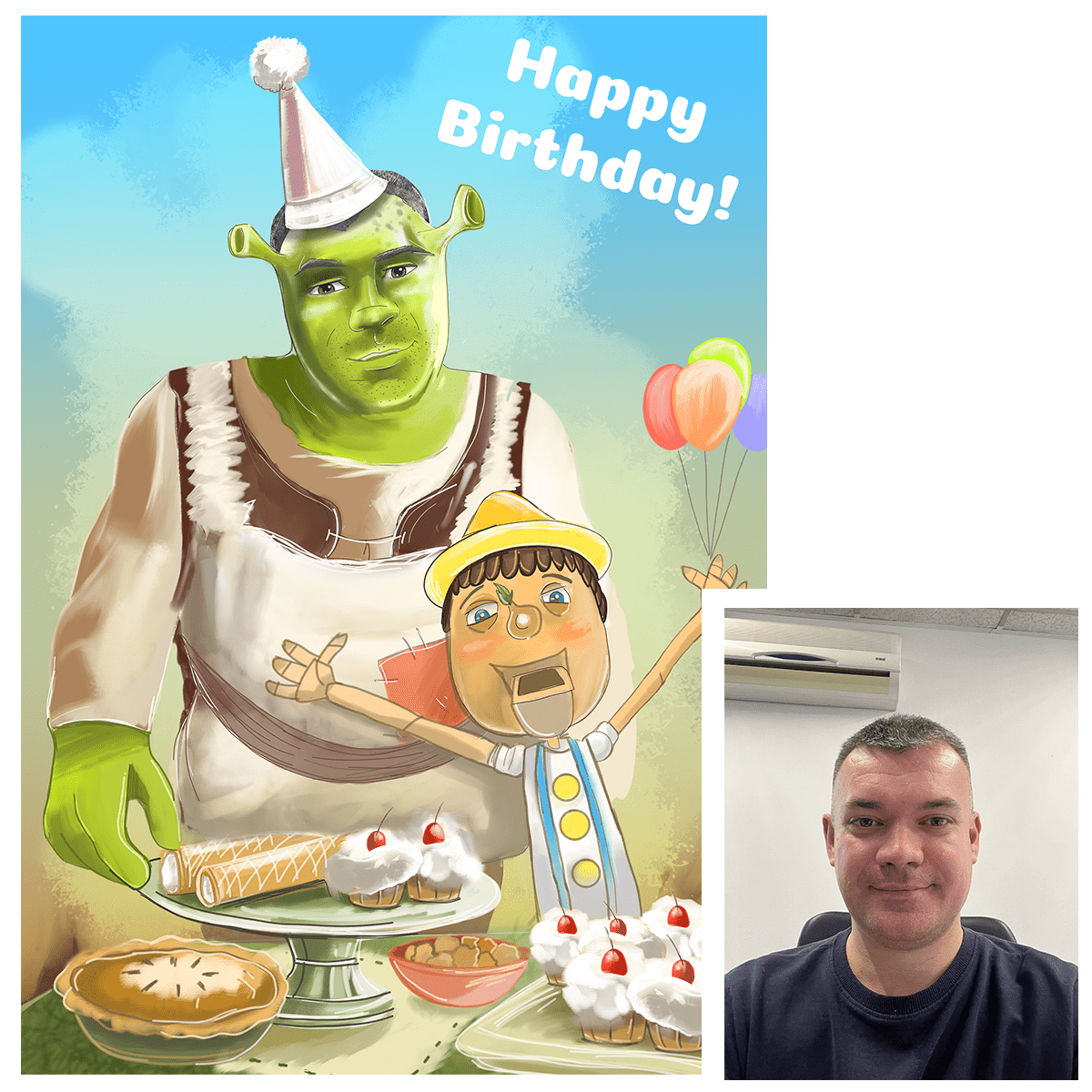 Portret Shrek - druk na płótnie, spersonalizowany prezent dla niej, niego - Adamell.pl