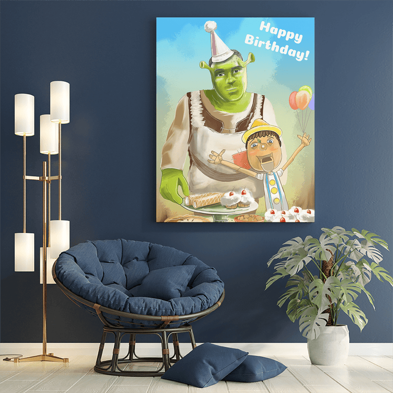 Portret Shrek - druk na płótnie, spersonalizowany prezent dla niej, niego - Adamell.pl