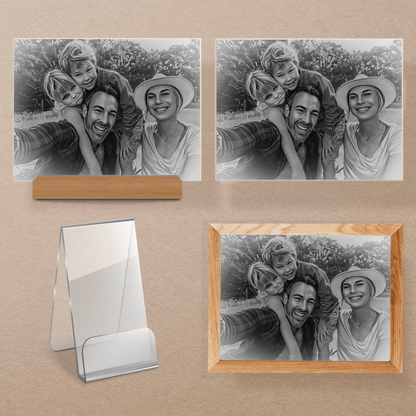 Portret sketch wieloosobowy rodzina - Druk na szkle, spersonalizowany prezent - Adamell.pl - Wyjątkowe Prezenty