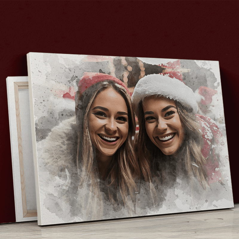 Portret świąteczny - druk na płótnie, spersonalizowany prezent dla przyjaciółki - Adamell.pl