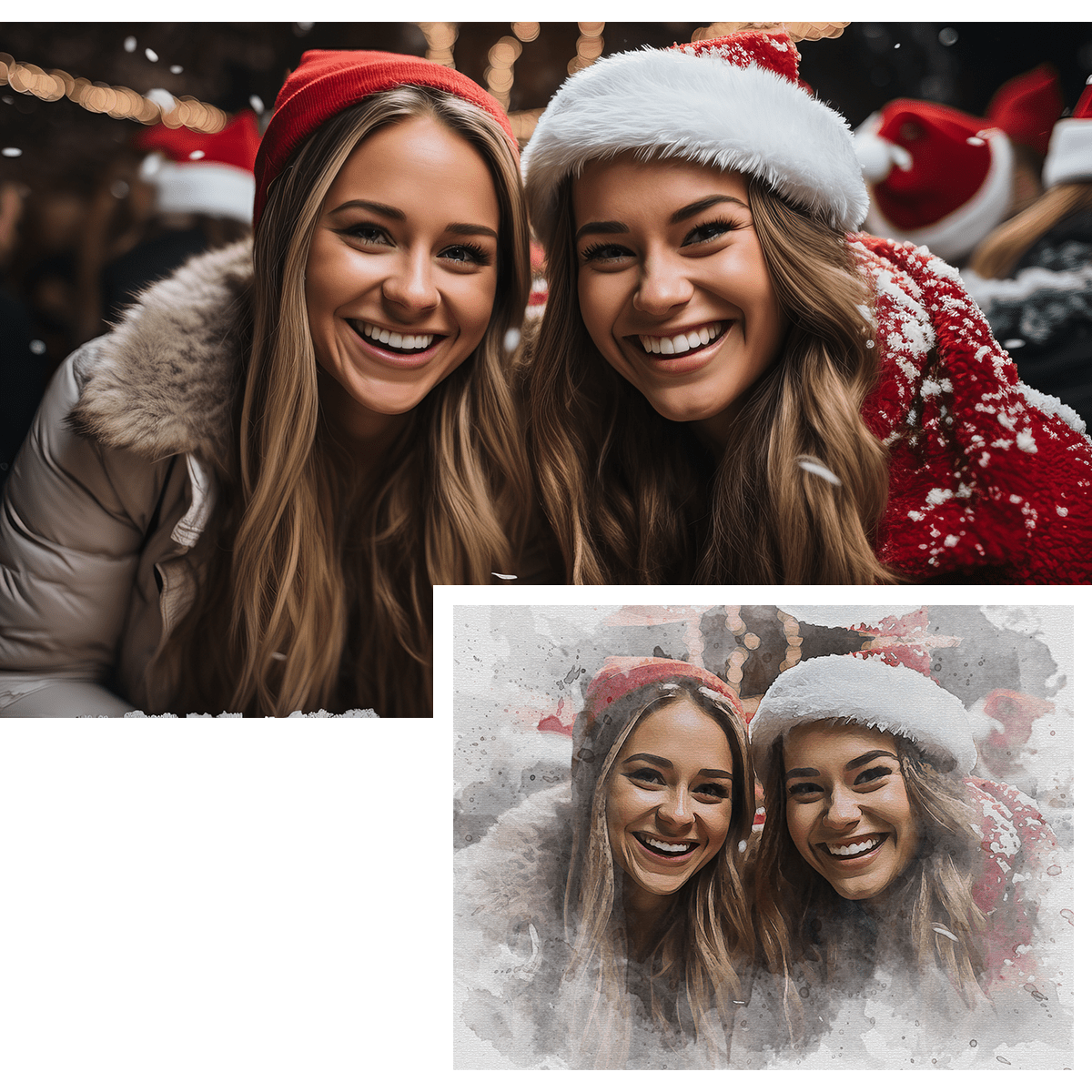 Portret świąteczny - druk na płótnie, spersonalizowany prezent dla przyjaciółki - Adamell.pl