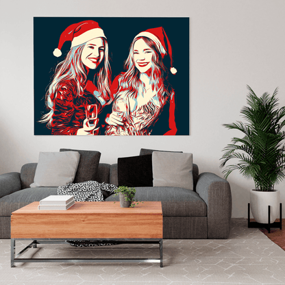 Portret świąteczny Pop Art - druk na płótnie, spersonalizowany prezent dla siostry - Adamell.pl