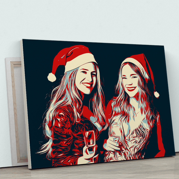 Portret świąteczny Pop Art - druk na płótnie, spersonalizowany prezent dla siostry - Adamell.pl