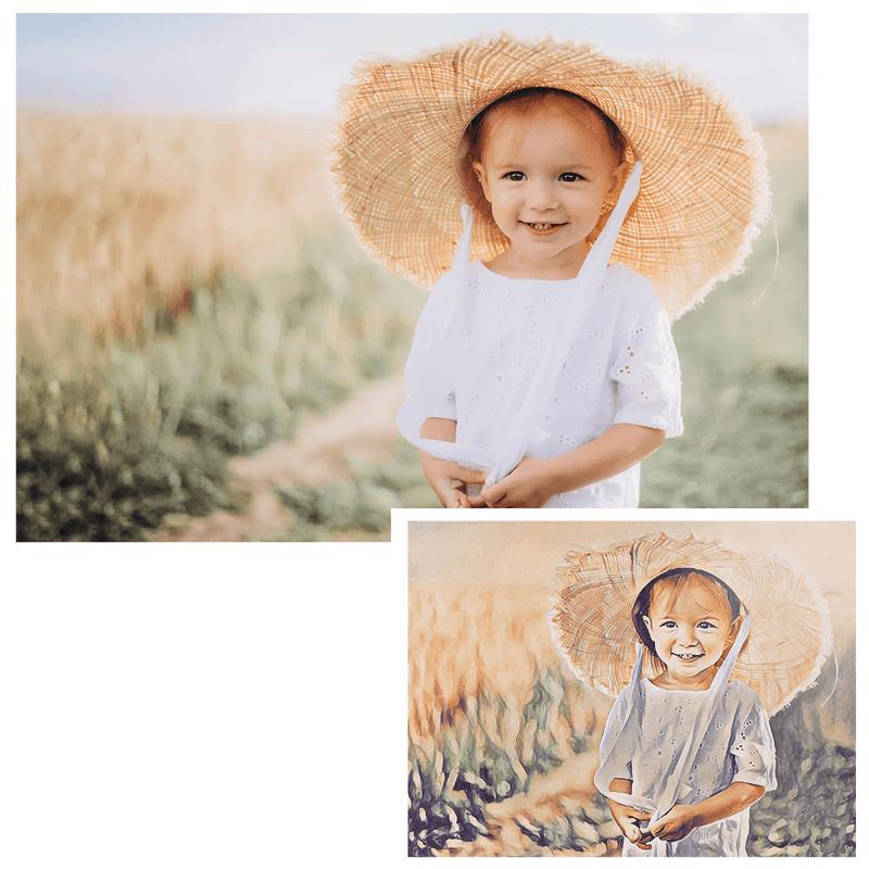 Portret w naturalnych odcieniach - druk na płótnie, spersonalizowany prezent dla dziecka - Adamell.pl - Wyjątkowe Prezenty