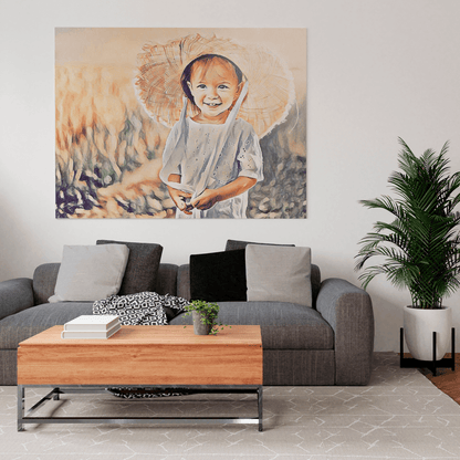 Portret w naturalnych odcieniach - druk na płótnie, spersonalizowany prezent dla dziecka - Adamell.pl - Wyjątkowe Prezenty