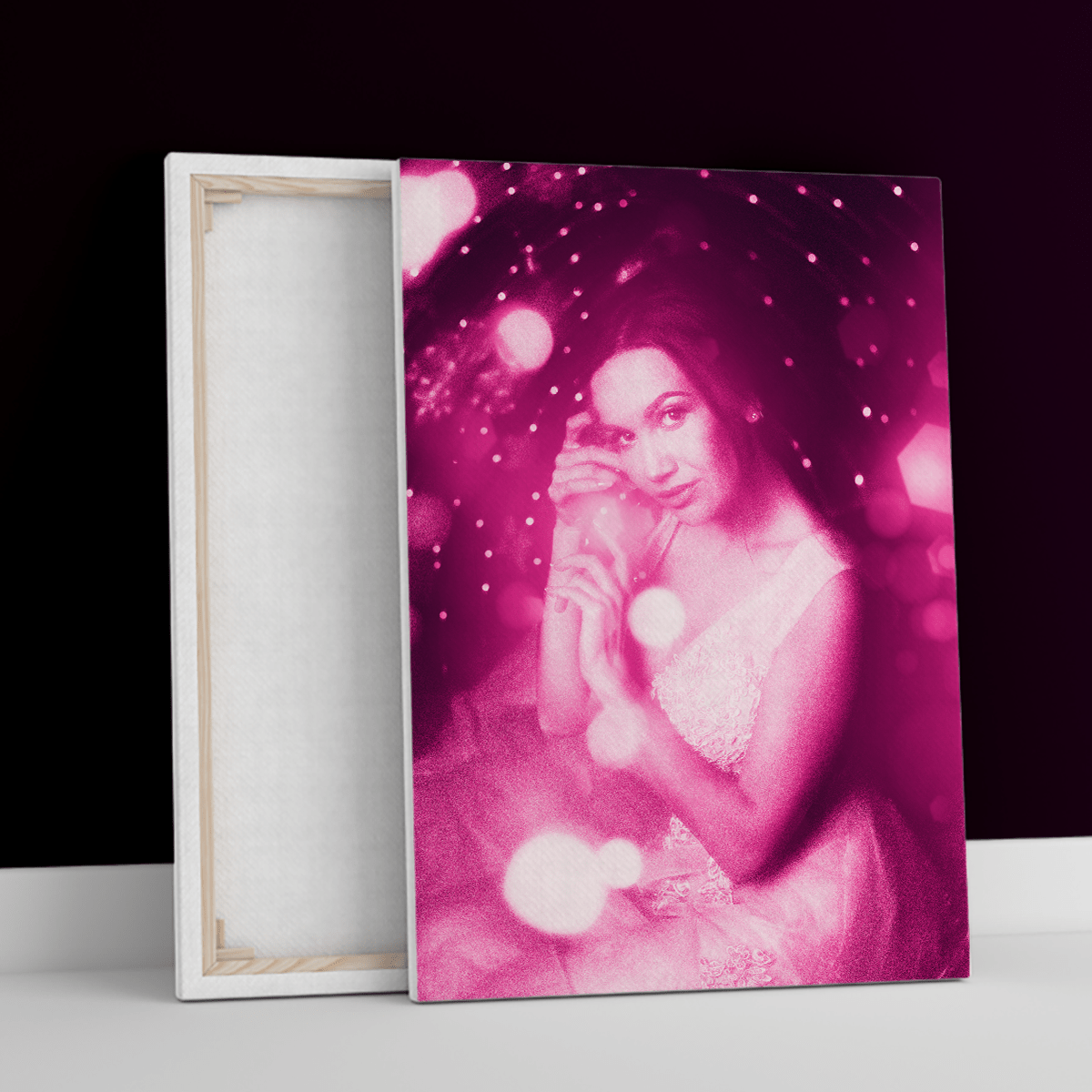 Portret w odcieniach różu - druk na płótnie, spersonalizowany prezent dla niej - Adamell.pl