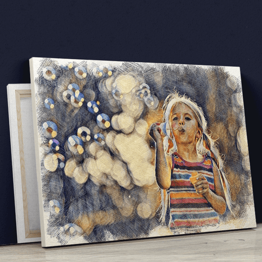 Portret w oliwkowych odcieniach - druk na płótnie, spersonalizowany prezent dla dziecka - Adamell.pl - Wyjątkowe Prezenty