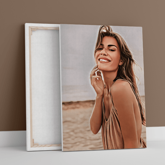 Portret w stonowanych barwach - druk na płótnie, spersonalizowany prezent dla niej - Adamell.pl