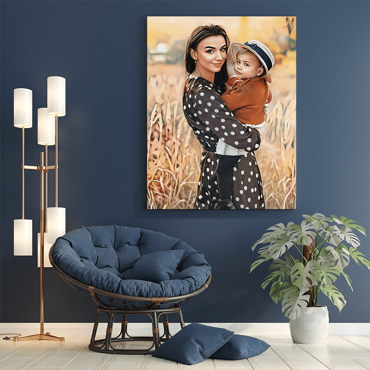 Portret z dzieckiem - druk na płótnie, spersonalizowany prezent dla mamy - Adamell.pl