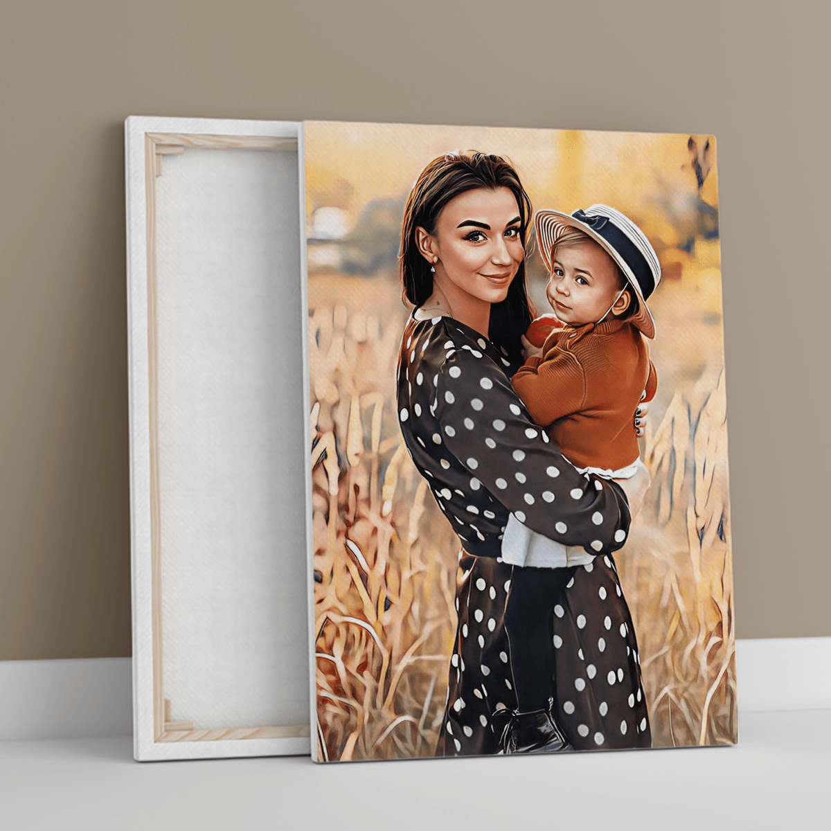 Portret z dzieckiem - druk na płótnie, spersonalizowany prezent dla mamy - Adamell.pl
