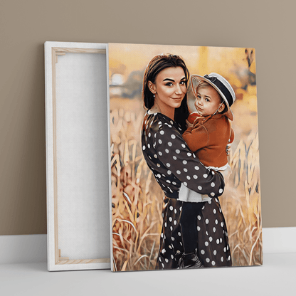 Portret z dzieckiem - druk na płótnie, spersonalizowany prezent dla mamy - Adamell.pl