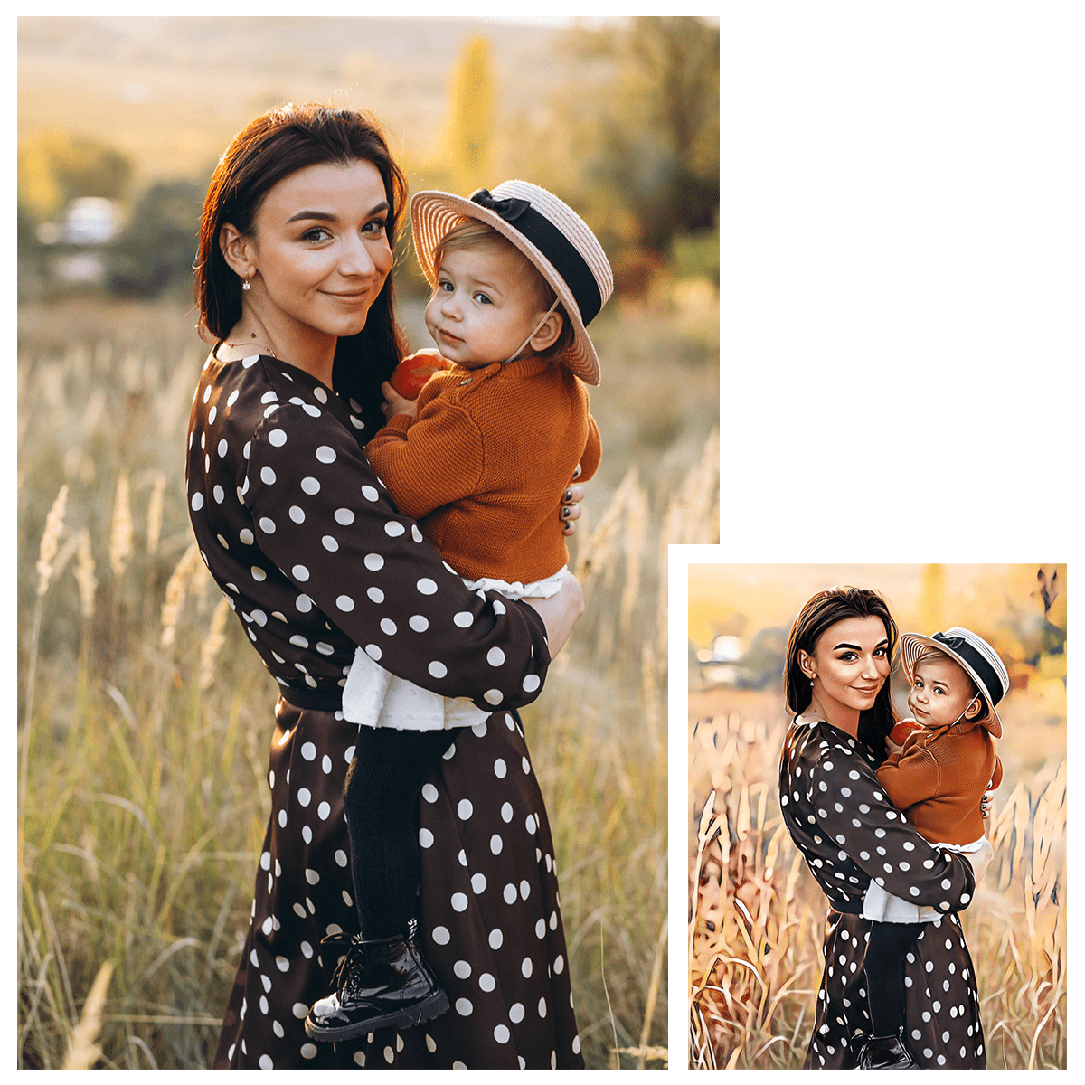 Portret z dzieckiem - druk na płótnie, spersonalizowany prezent dla mamy - Adamell.pl