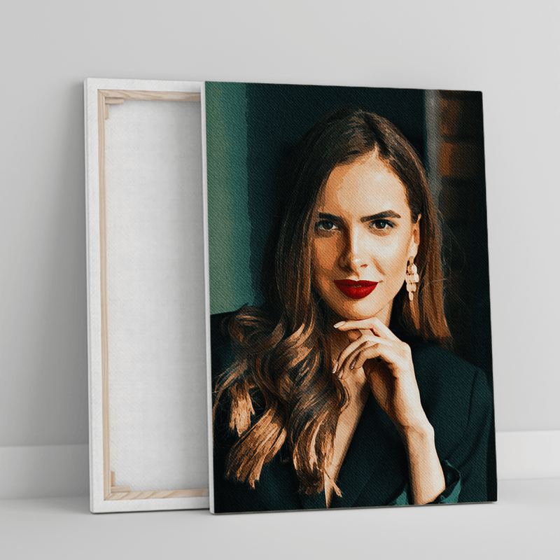 Portret z realistycznym efektem - druk na płótnie, spersonalizowany prezent dla kobiety - Adamell.pl