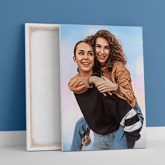 Portret z siostrą - druk na płótnie, spersonalizowany prezent dla siostry - Adamell.pl