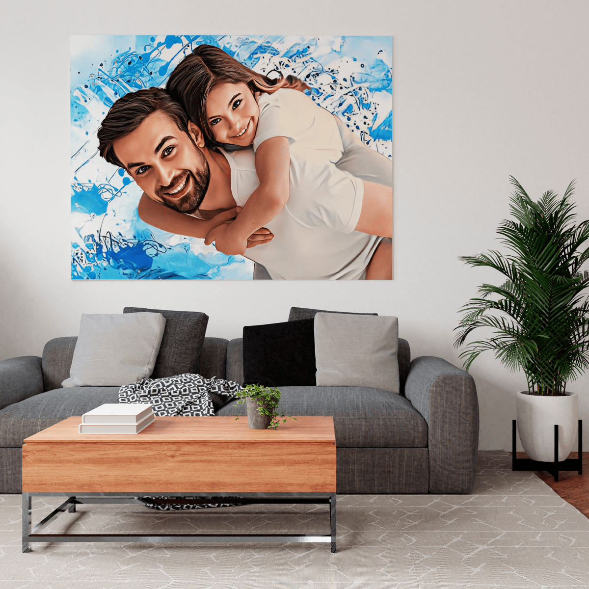 Portret z tatą - druk na płótnie, spersonalizowany prezent dla taty - Adamell.pl