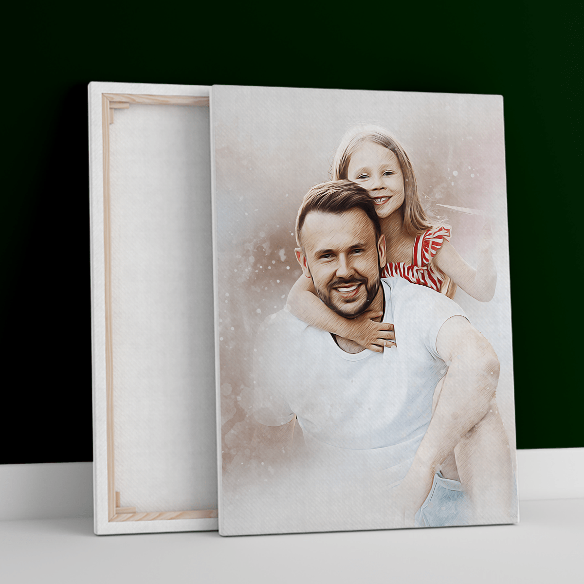 Portret z tatą styl sketch - druk na płótnie, spersonalizowany prezent dla taty - Adamell.pl