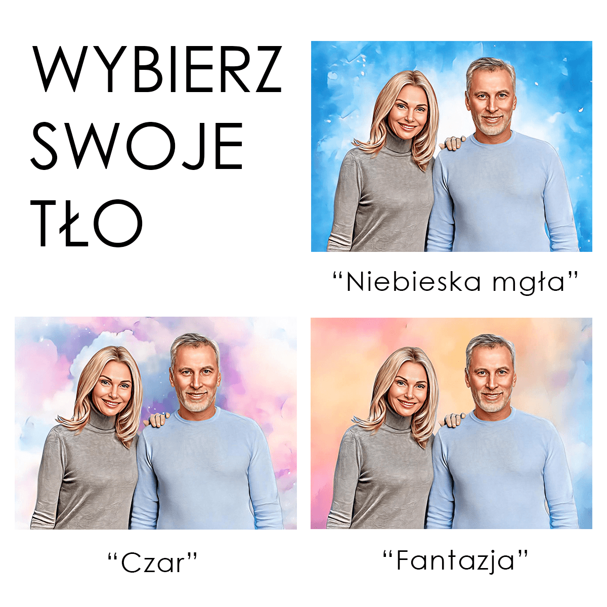 Portret z tłem - druk na płótnie, spersonalizowany prezent - Adamell.pl - Wyjątkowe Prezenty