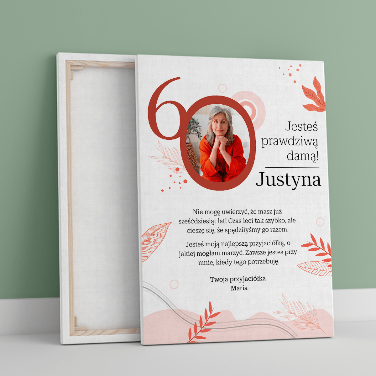 Prawdziwa dama 60 lat - druk na płótnie, spersonalizowany prezent dla przyjaciółki - Adamell.pl