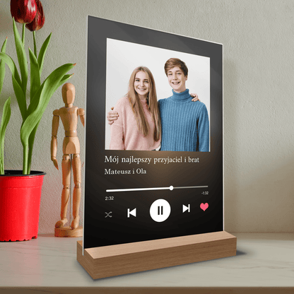 Prezent dla brata Spotify - magiczny druk na szkle akrylowym, personalizowany prezent - Adamell.pl