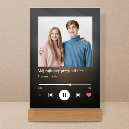 Prezent dla brata Spotify - magiczny druk na szkle akrylowym, personalizowany prezent - Adamell.pl