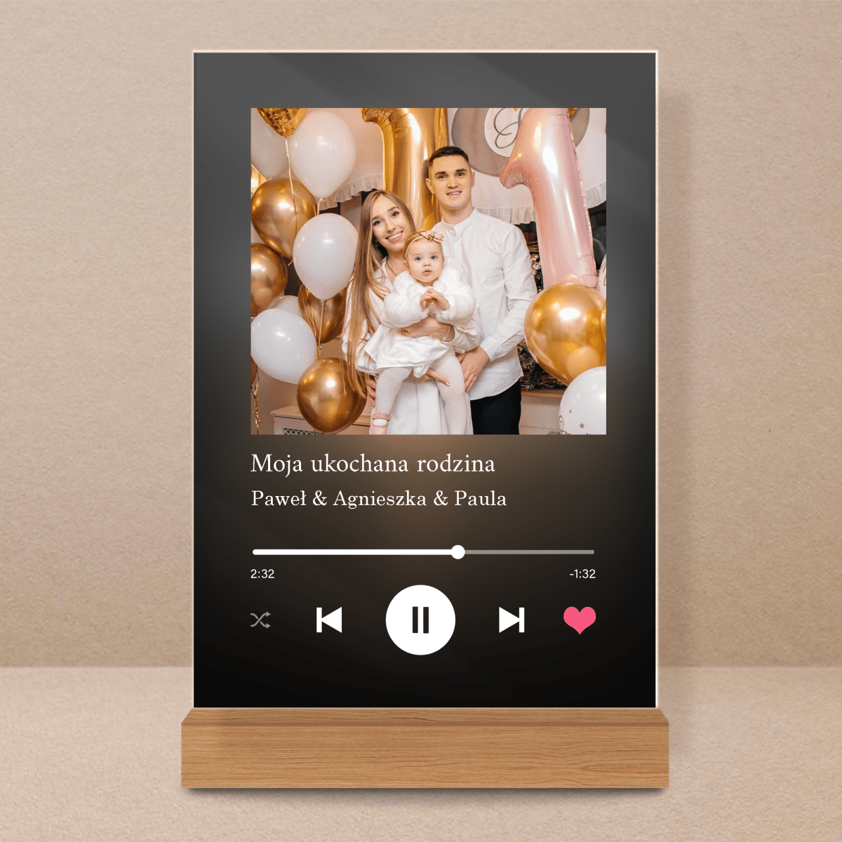Prezent dla męża Spotify - magiczny druk na szkle akrylowym, personalizowany prezent - Adamell.pl