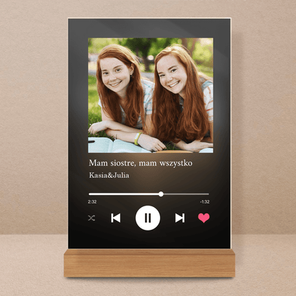 Prezent dla Siostry Spotify - magiczny druk na szkle akrylowym, personalizowany prezent - Adamell.pl