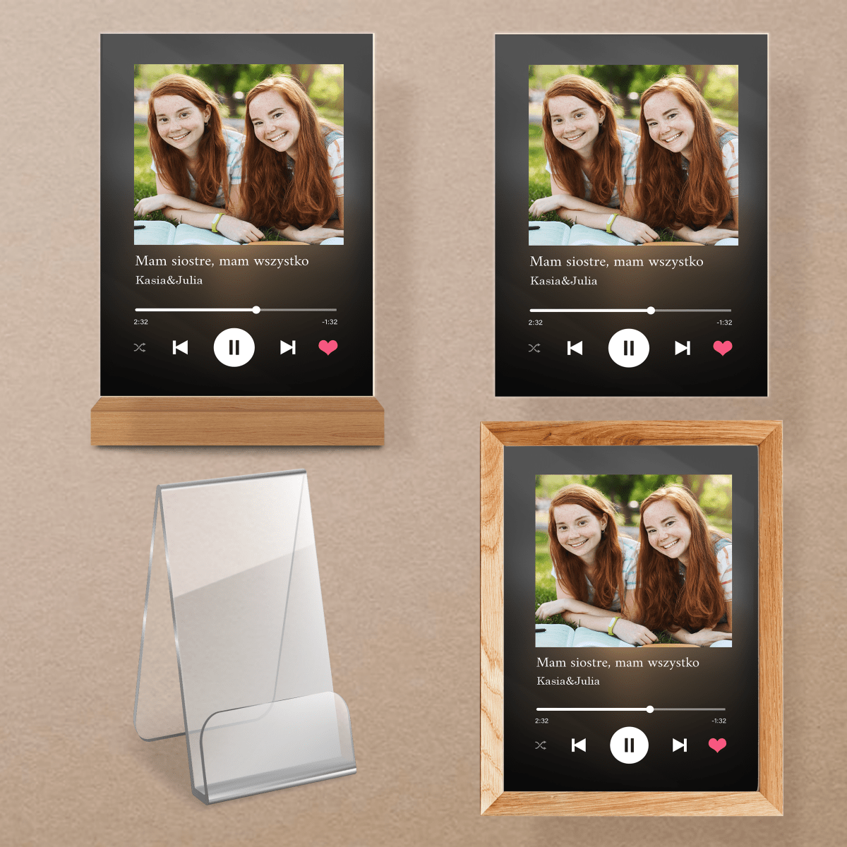 Prezent dla Siostry Spotify - magiczny druk na szkle akrylowym, personalizowany prezent - Adamell.pl