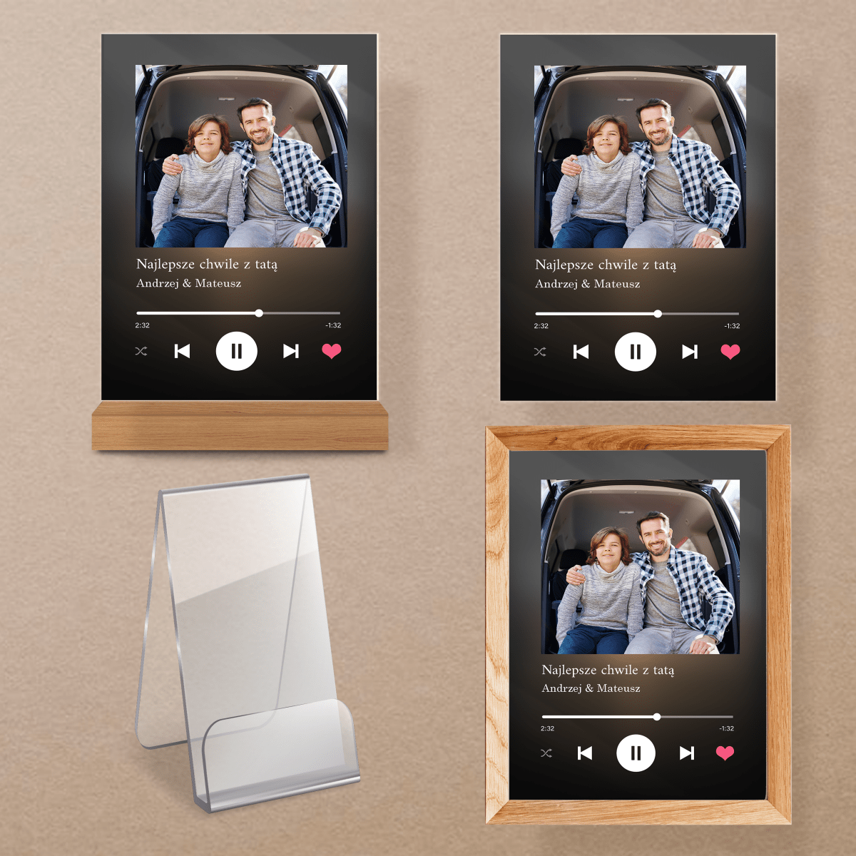 Prezent dla taty od syna Spotify - magiczny druk na szkle akrylowym, personalizowany prezent - Adamell.pl