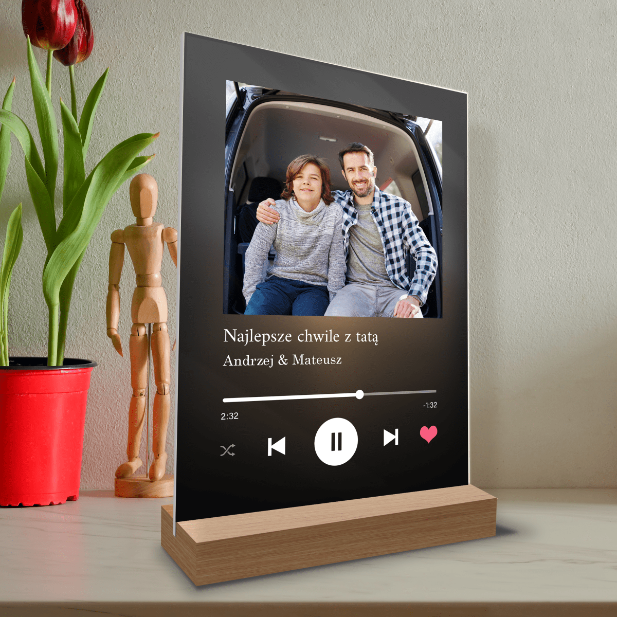 Prezent dla taty od syna Spotify - magiczny druk na szkle akrylowym, personalizowany prezent - Adamell.pl