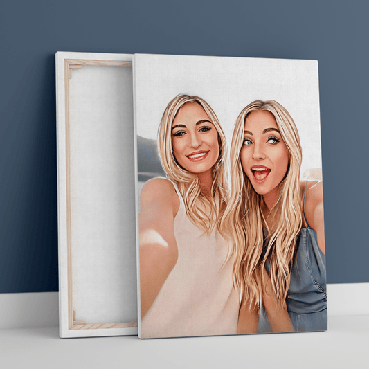 Przyjaciółki kolorowy sketch - druk na płótnie, spersonalizowany prezent dla Twojej najlepszej przyjaciółki - Adamell.pl