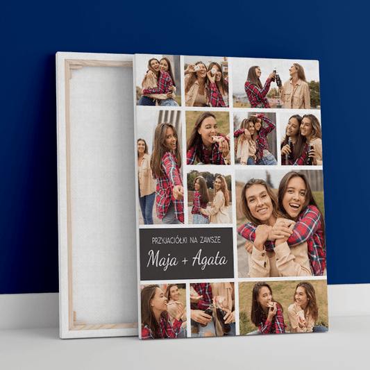 Przyjaciółki na zawsze kolaż - druk na płótnie, spersonalizowany prezent dla przyjaciółki - Adamell.pl - Wyjątkowe Prezenty