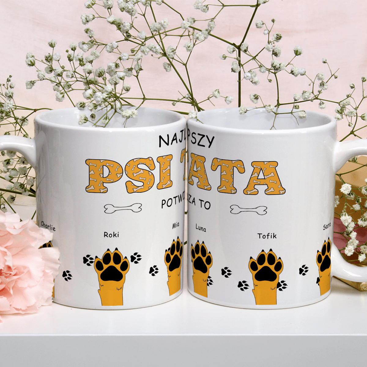 Psi tata - 1x Kubek z nadrukiem, spersonalizowany prezent - Adamell.pl