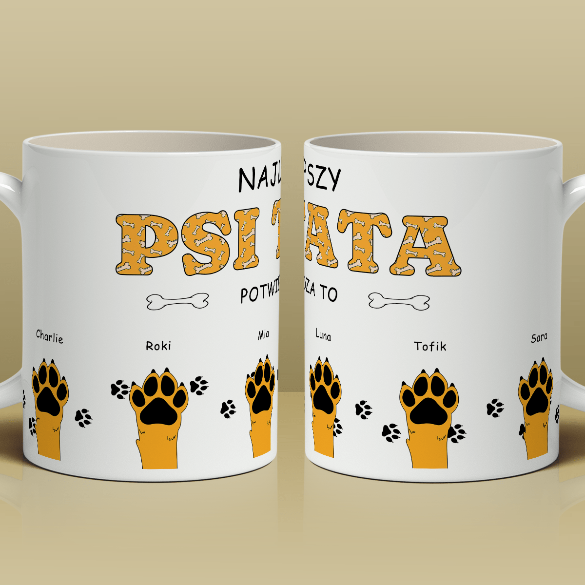 Psi tata - 1x Kubek z nadrukiem, spersonalizowany prezent - Adamell.pl