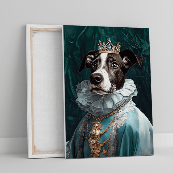 Psia królewna w błękicie - druk na płótnie, spersonalizowany prezent dla właściciela psa - Adamell.pl
