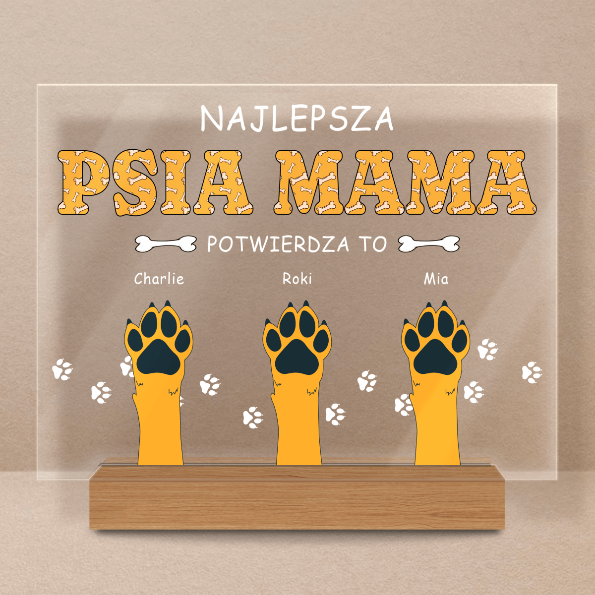 Psia mama - Druk na szkle, spersonalizowany prezent dla miłośnika psów - Adamell.pl
