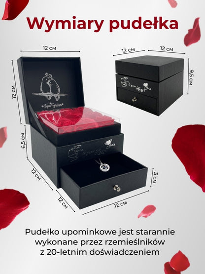 Pudełko Prezentowe z Wiecznymi Różami na biżuterię | Prezent na dzień kobiet, święta, walentynki, urodziny, dla niej, mamy, dziewczyny, kobiety - Adamell.pl - Wyjątkowe Prezenty