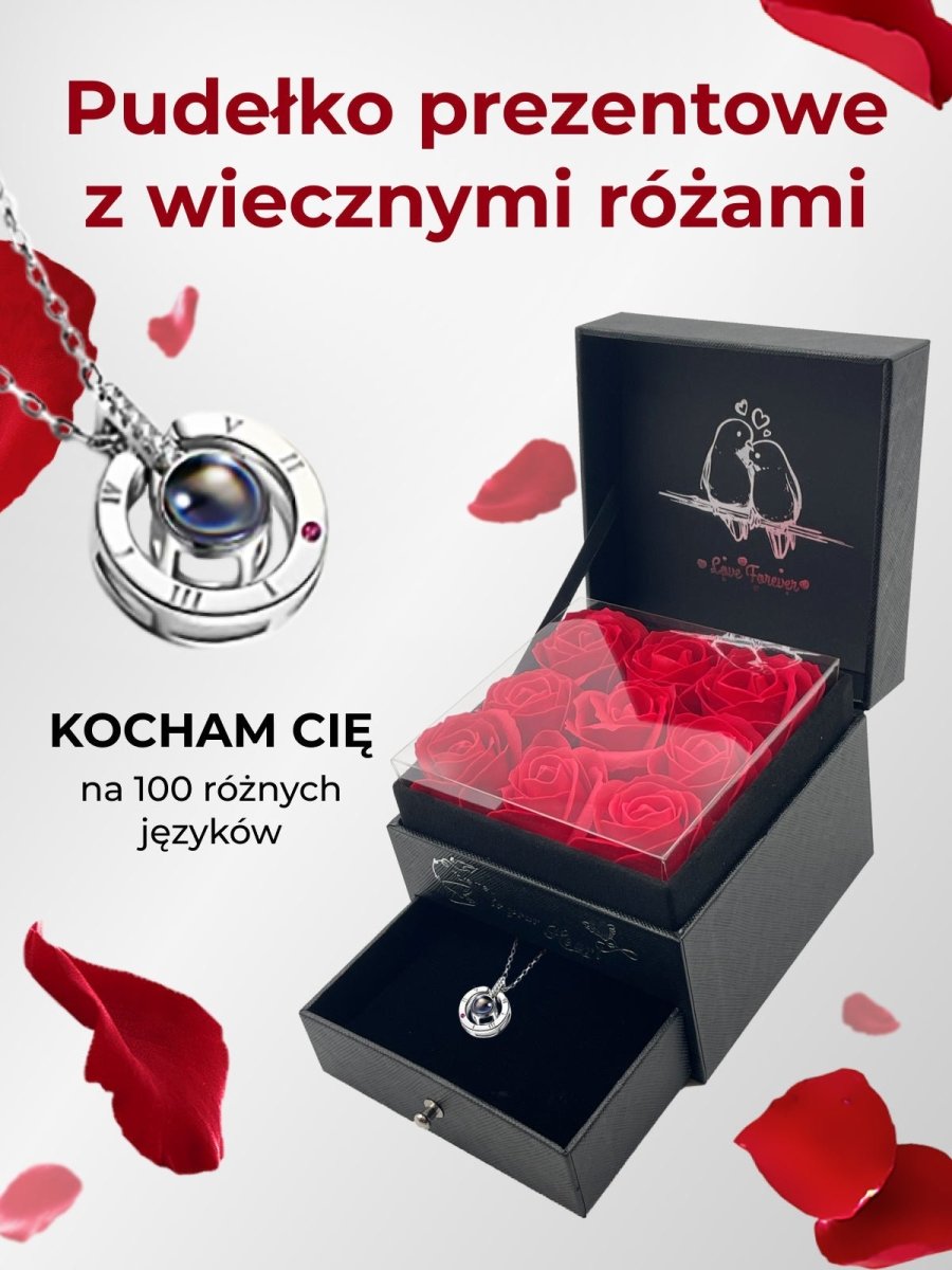Pudełko Prezentowe z Wiecznymi Różami na biżuterię | Prezent na dzień kobiet, święta, walentynki, urodziny, dla niej, mamy, dziewczyny, kobiety - Adamell.pl - Wyjątkowe Prezenty