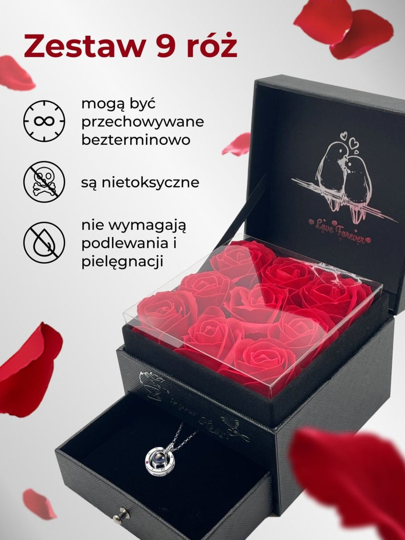 Pudełko Prezentowe z Wiecznymi Różami na biżuterię | Prezent na dzień kobiet, święta, walentynki, urodziny, dla niej, mamy, dziewczyny, kobiety - Adamell.pl - Wyjątkowe Prezenty