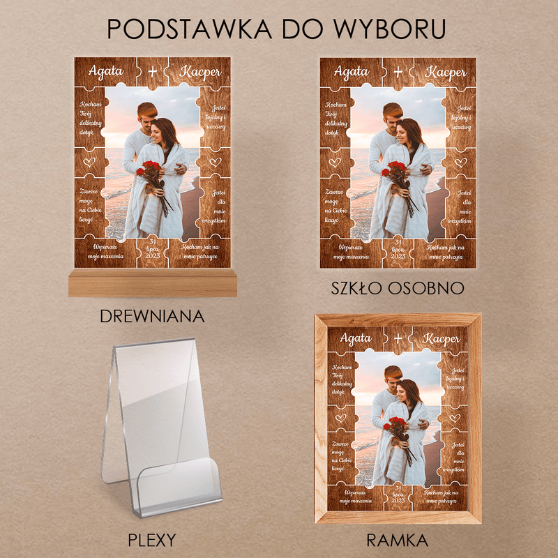 Puzzle + zdjęcie - Druk na szkle, spersonalizowany prezent dla pary - Adamell.pl