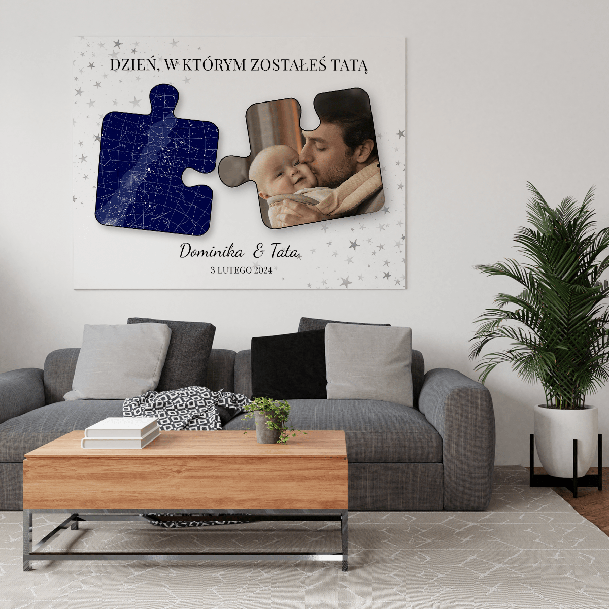 Puzzle zostałeś tatą - druk na płótnie, spersonalizowany prezent dla taty - Adamell.pl