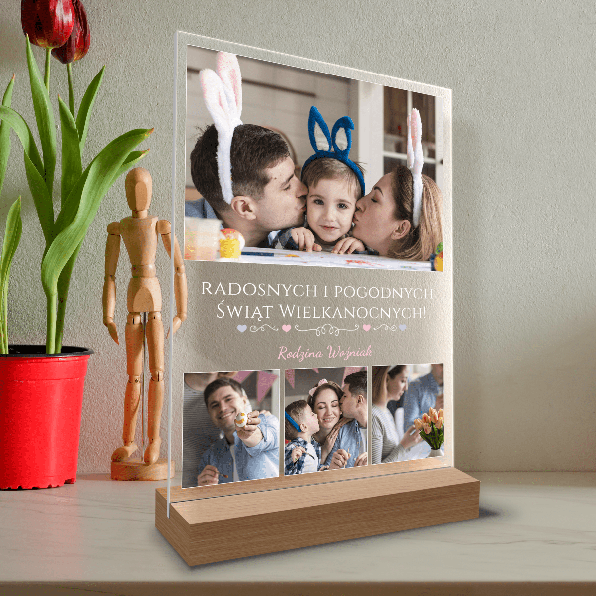 Radosna Wielkanoc - Druk na szkle, spersonalizowany prezent dla rodziców - Adamell.pl