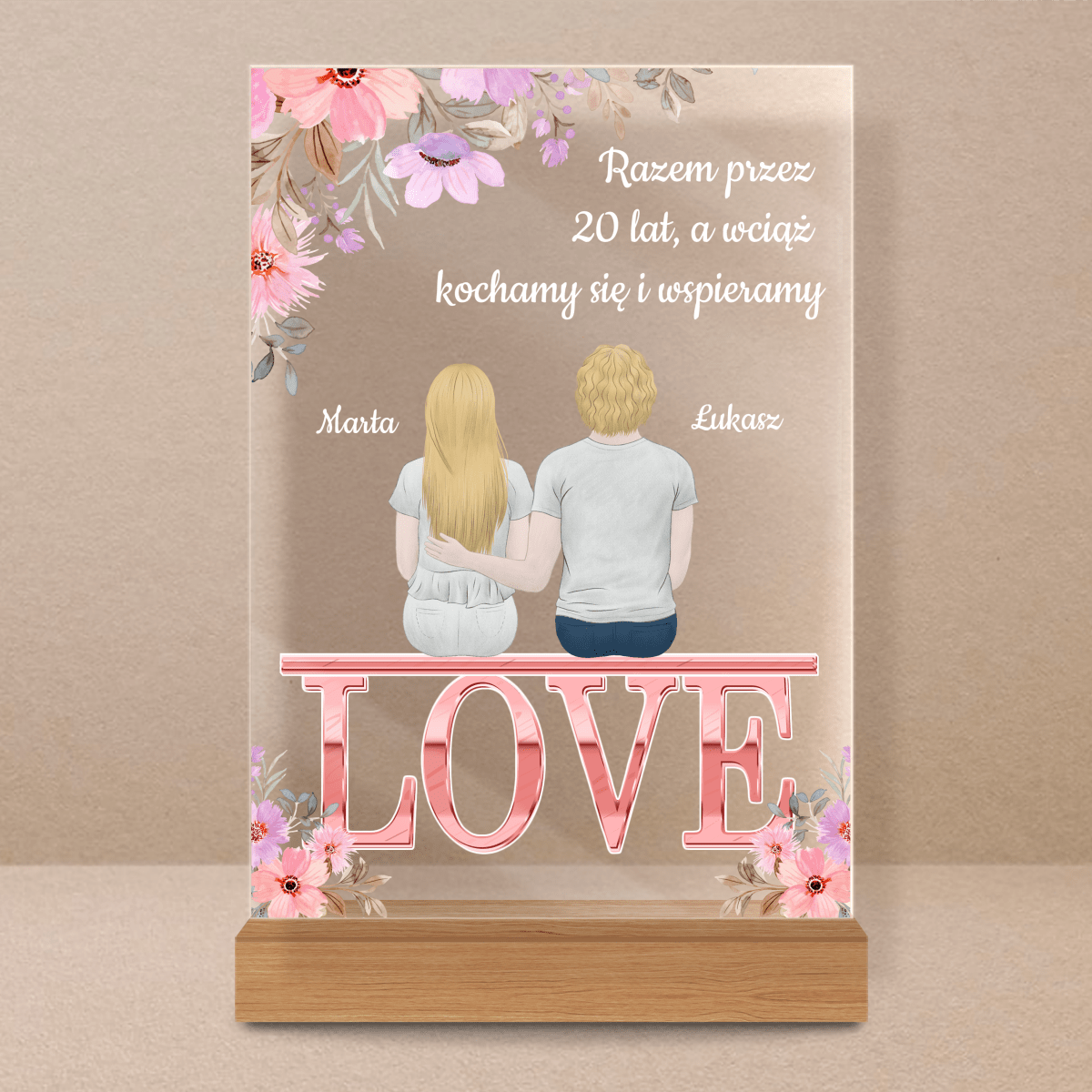 Razem od lat - Druk na szkle, spersonalizowany prezent dla pary - Adamell.pl