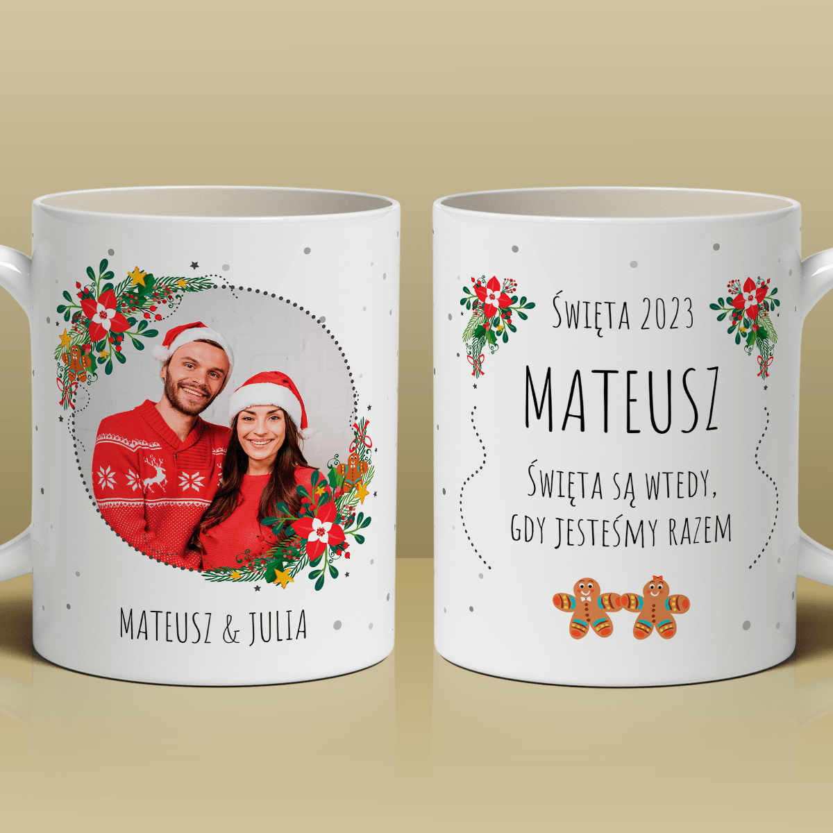 Razem w święta - 1x Kubek z nadrukiem, spersonalizowany prezent dla męża - Adamell.pl