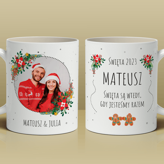 Razem w święta - 1x Kubek z nadrukiem, spersonalizowany prezent dla męża - Adamell.pl