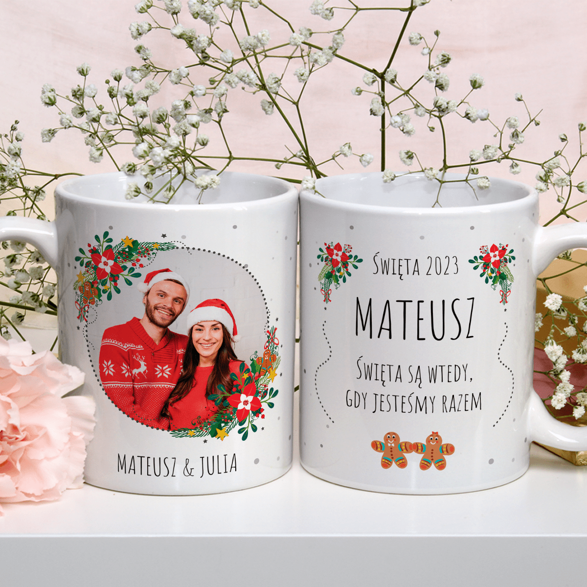 Razem w święta - 1x Kubek z nadrukiem, spersonalizowany prezent dla męża - Adamell.pl