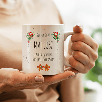 Razem w święta - 1x Kubek z nadrukiem, spersonalizowany prezent dla męża - Adamell.pl