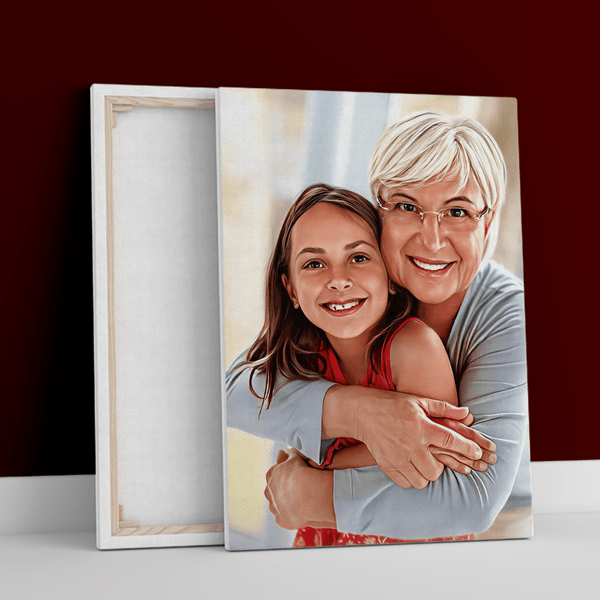 Realistyczny portret z babcią - druk na płótnie, spersonalizowany prezent dla babci - Adamell.pl